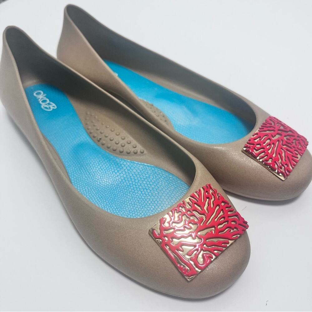 Oka B Neutral Tan Coral Detail Comfort Ballet Flat 37